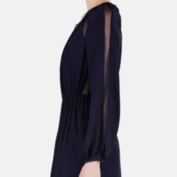 Altuzarra Navy Silk Long Sleeve Peasant Dress - Picture 3 of 10
